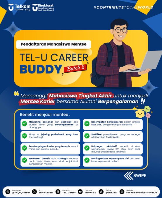 Pendaftaran Mentee Tel-U Career Buddy Batch 2 Resmi Dibuka